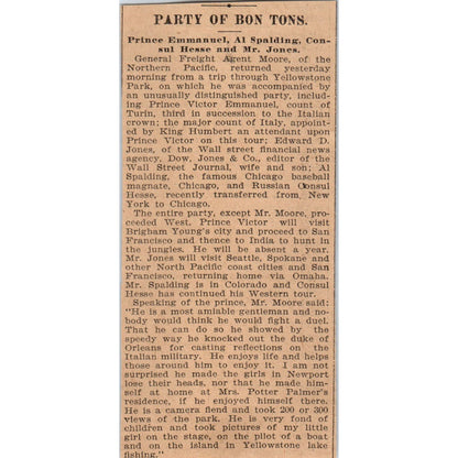 Party of Bon Tons Prince Emmanuel Al Spaulding 1898 Newspaper Ad AF2-A2