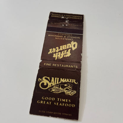 The Sailmaker Fifth Quarter Seafood Charleston Vintage Matchbook Cover TB6-MB2-1