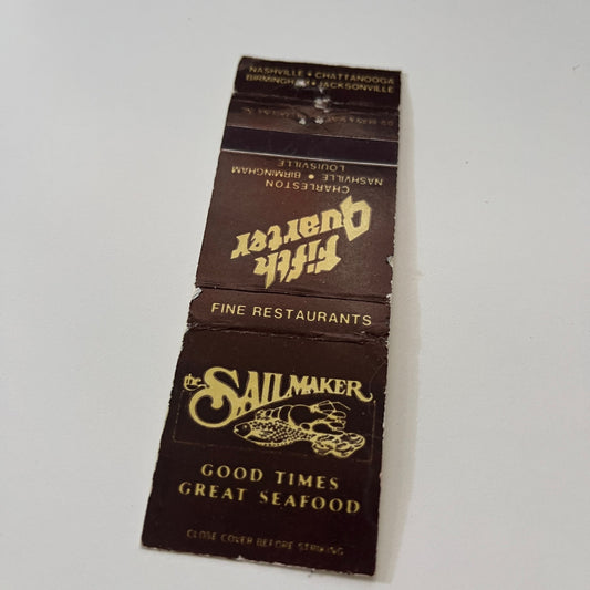 The Sailmaker Fifth Quarter Seafood Charleston Vintage Matchbook Cover TB6-MB2-1
