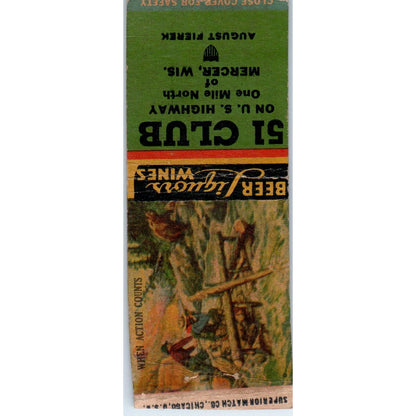 51 Club Mercer WI - V for Victory WWII Vintage Matchbook Cover SD2-Y1