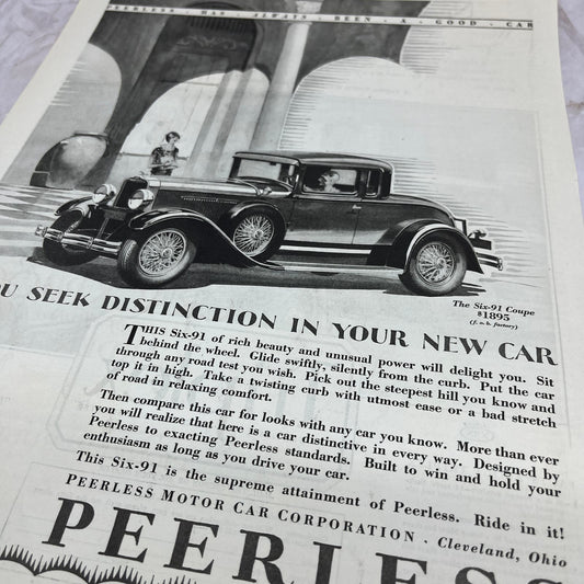 Peerless Motor Car Corporation Six-91 Coupe 1928 Original Advertisement FL6-8