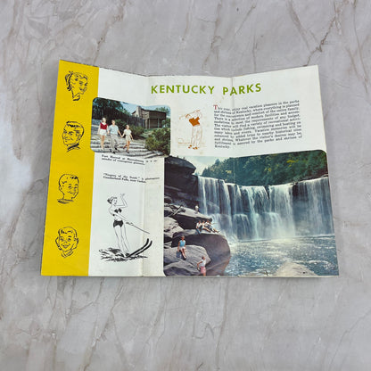 1950s Kentucky Parks Fold Out Travel Map & Brochure TG8-Z