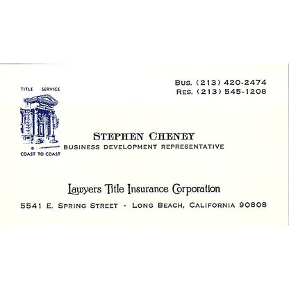 Lawyers Title Insurance Co. Stephen Cheney Lakewood CA Business Card SB4-B7