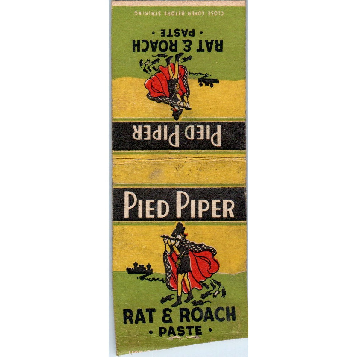 Pied Piper Rat and Roach Paste Vintage Matchbook Cover SD2-Y5