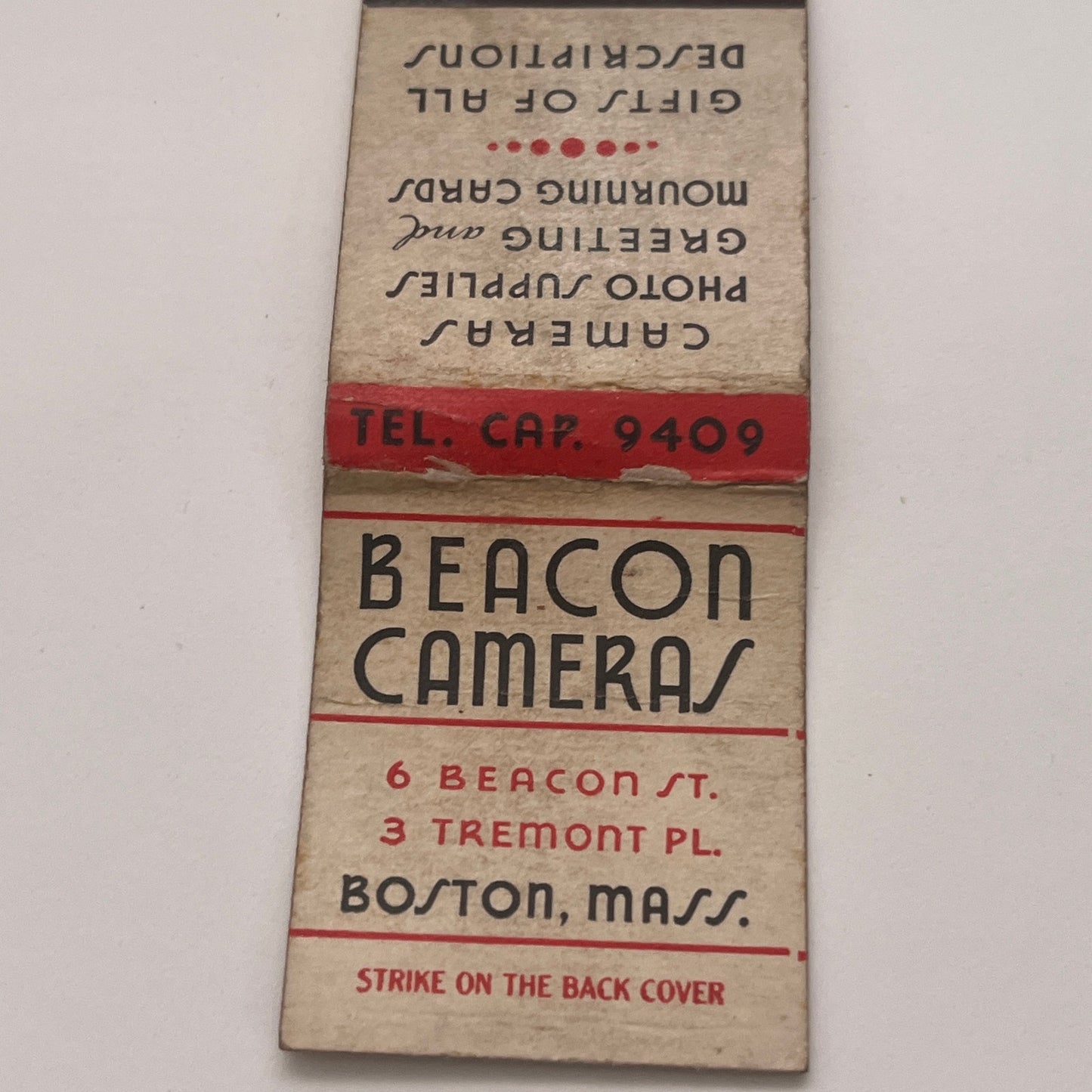 Beacon Cameras Boston MA Vintage Matchbook Cover TB8-MB2-3