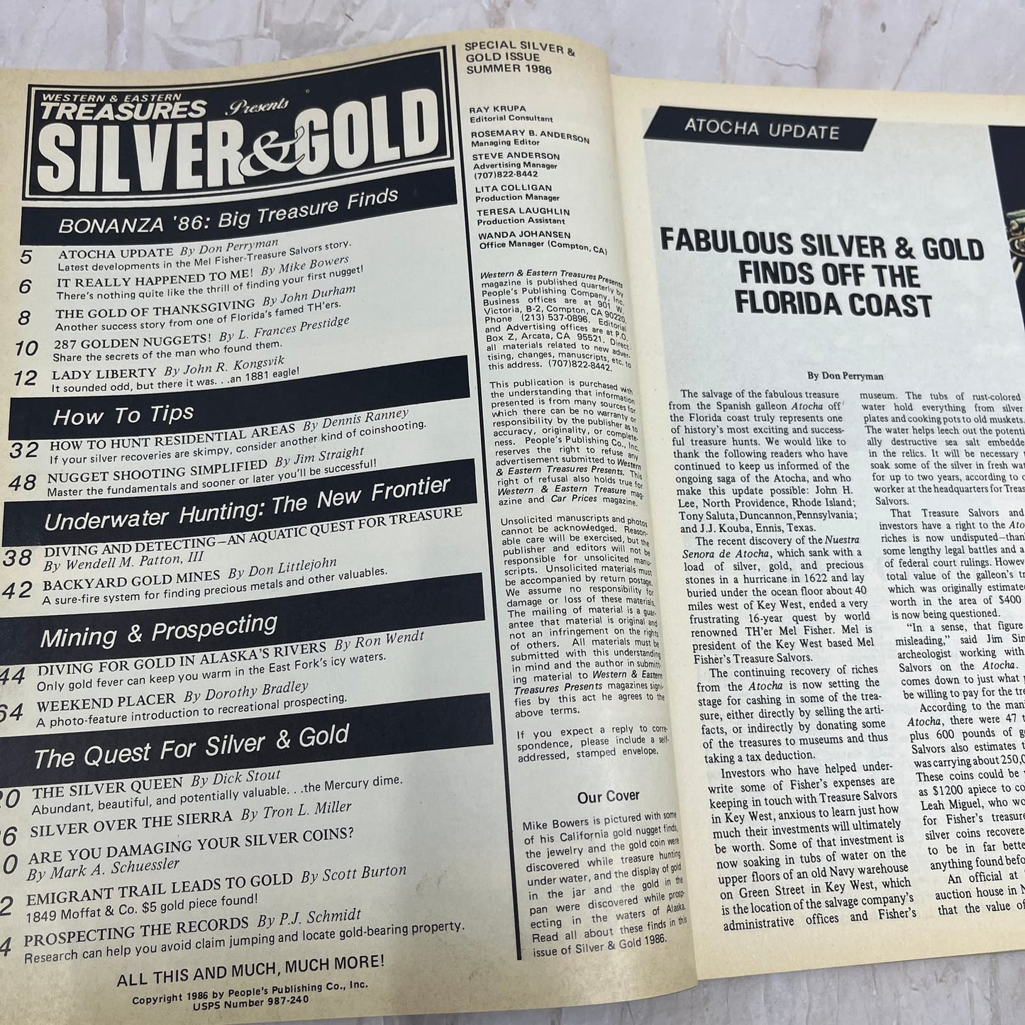 1986 Western & Eastern Treasures' Silver & Gold Magazine Treasure Hunting M20