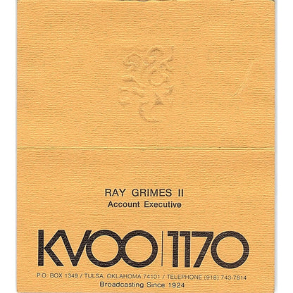 KVOO 1170 Ray Grimes II Tulsa OK Vintage Business Card SSB4-B12