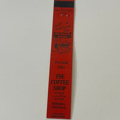 The Coffee Shop Wilber & Letha Keyser Bremen IN Vintage Matchbook TB6-MB2-9