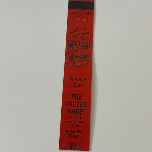 The Coffee Shop Wilber & Letha Keyser Bremen IN Vintage Matchbook TB6-MB2-9