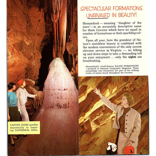 Shenandoah Caverns New Market VA 1960s Travel Brochure TH2-TB3