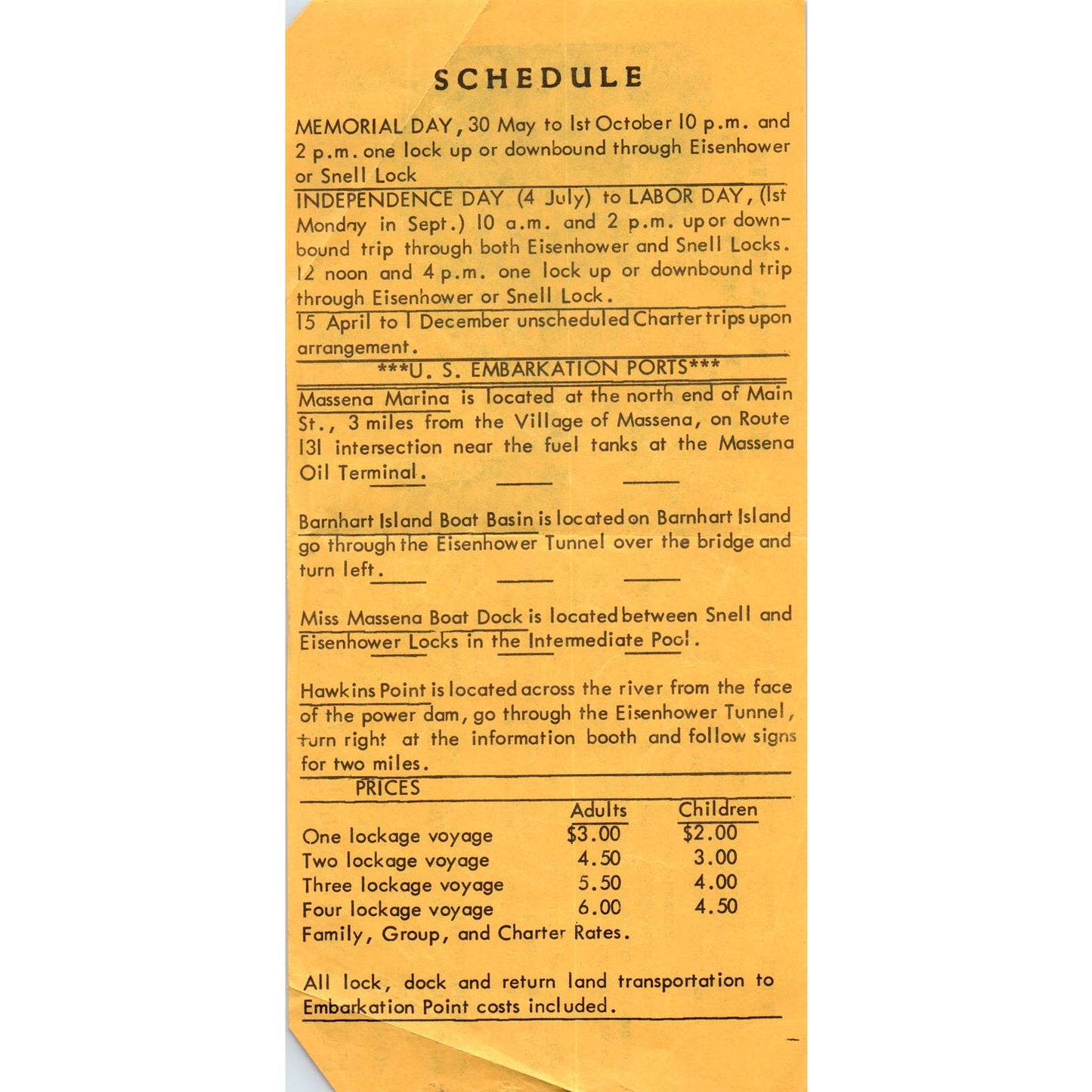 1960s Miss Messina Tourist Cruise Schedule St. Lawrence Seaway NY AE2