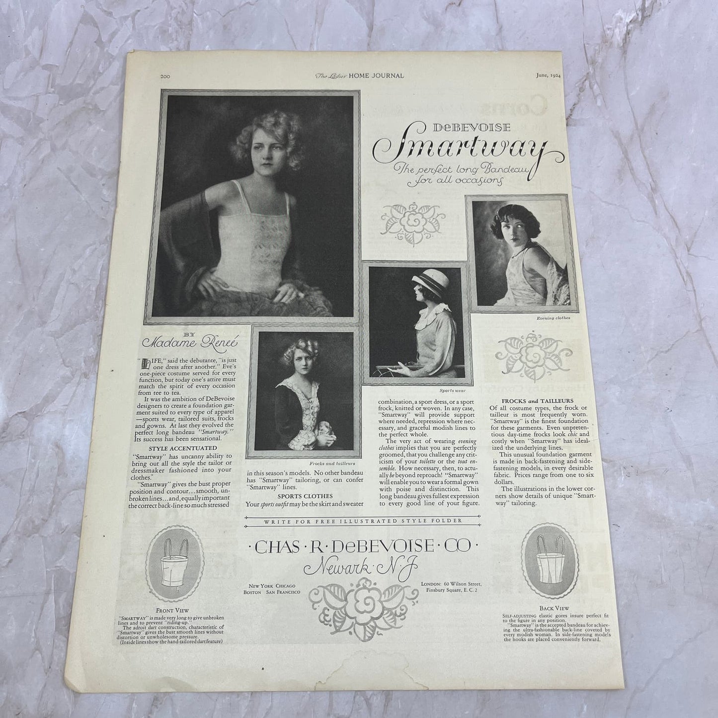 Chas R. DeBevoise Smartway Bandeau Co Newark NJ 1924 Magazine Ad FL6-11