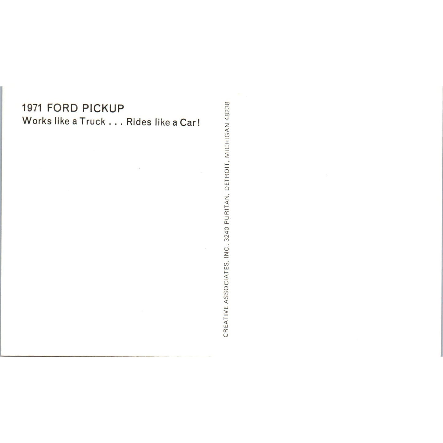 1971 Ford Pickup Truck Teal Promo Vintage Postcard PC6