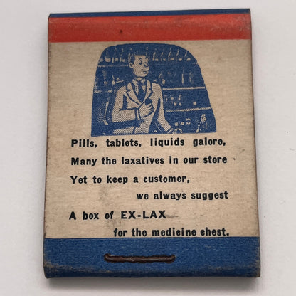 Ex-Lax Chocolate Flavored Laxative Vintage Matchbook Cover TB8-MB-7