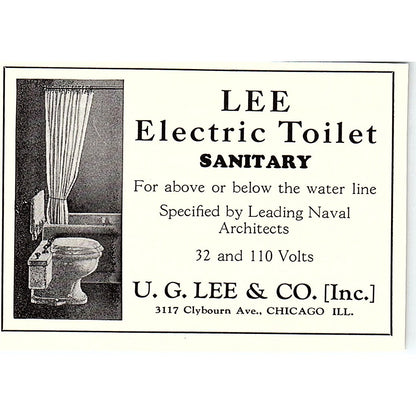 Lee Electric Toilet U.G. Lee & Co Chicago IL 1932 Ad AG2-M19