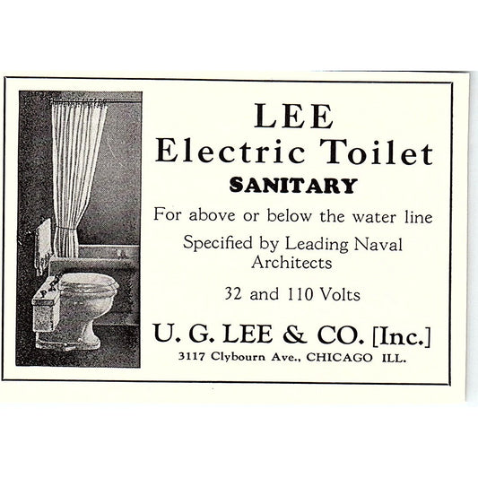 Lee Electric Toilet U.G. Lee & Co Chicago IL 1932 Ad AG2-M19