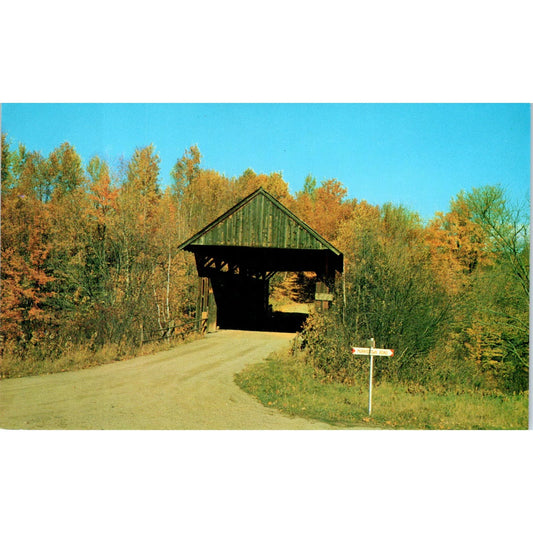 Covered Bridge in Stowe Vermont Vintage Covered Bridge Postcard PD1
