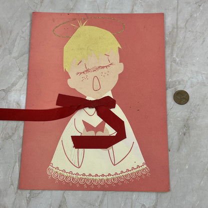 Vintage Large Handmade Greeting Card Choirboy Angel 7x9 TG9-E2