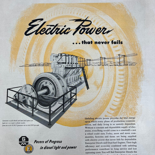 General Metals Corp Enterprise Diesels San Francisco CA 1951 Magazine Ad FL6-10