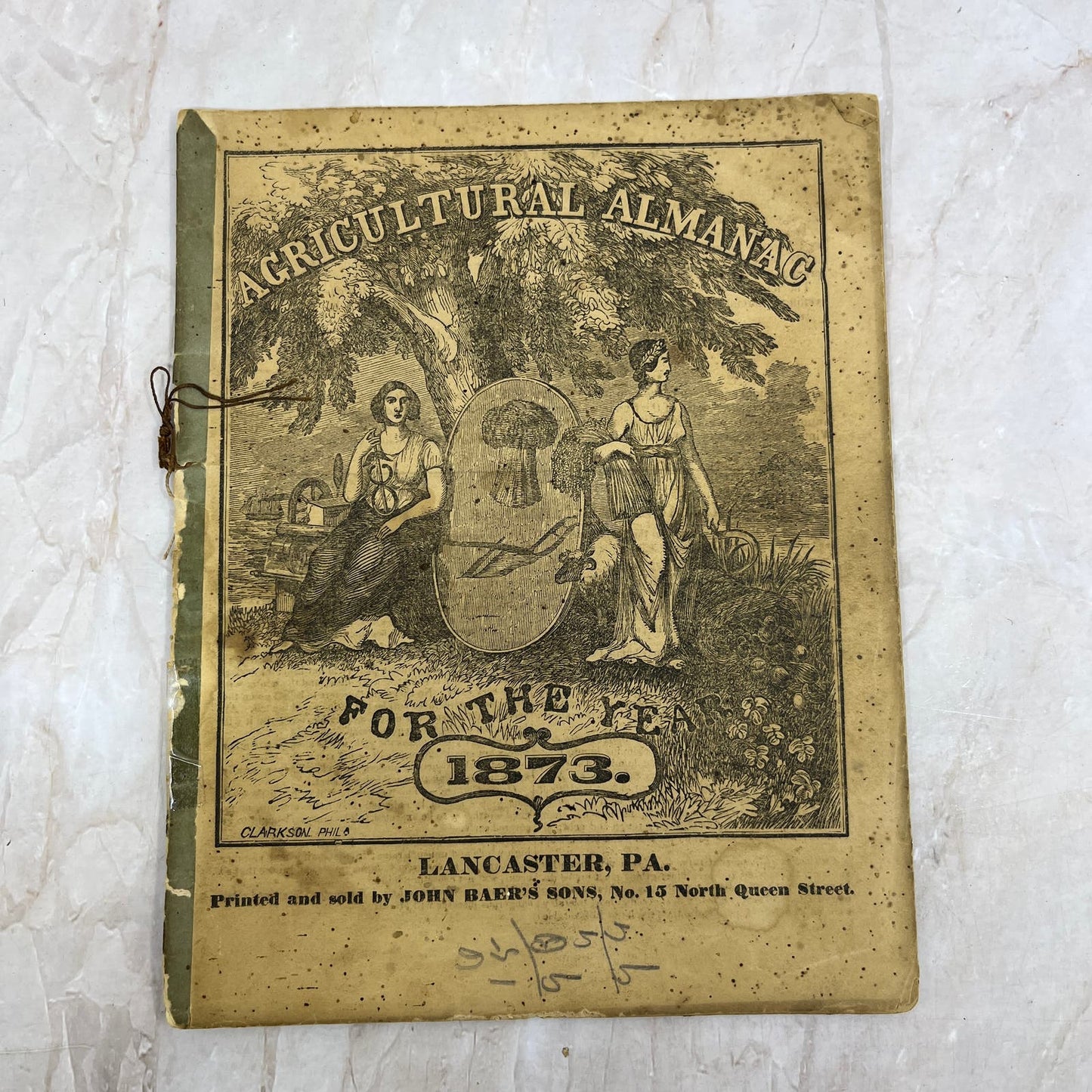 1873 Agricultural Almanac Lancaster PA John Baer’s Sons TF5