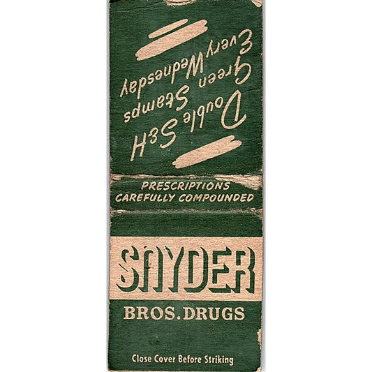 Snyder Bros. Drug Stores Minnesota Vintage Matchbook Cover SF3-Y2