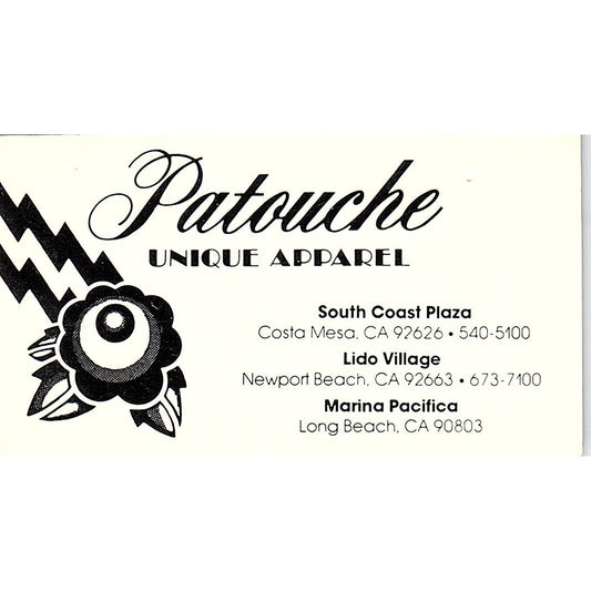 Pantouche Unique Apparel Costa Mesa Newport Beach Long Beach Vintage Card SE5-B4