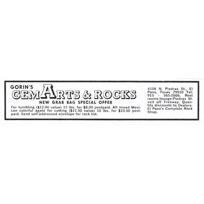 Gorin's Gem Arts & Rocks El Paso Texas 1972 Ad AF8-M4