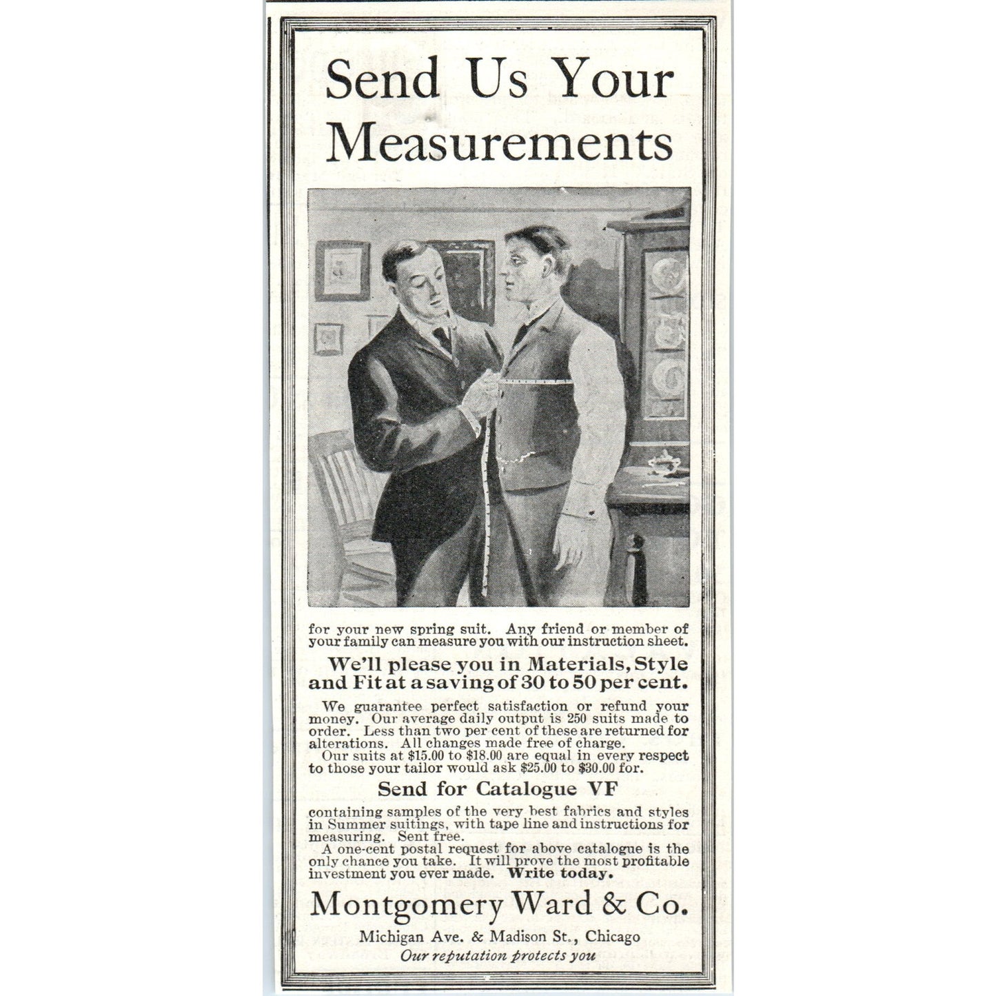 Send Us Your Measurements Montgomery Ward & Co Chicago 1903 Magazine Ad AF7-E4