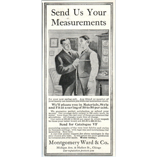 Send Us Your Measurements Montgomery Ward & Co Chicago 1903 Magazine Ad AF7-E4