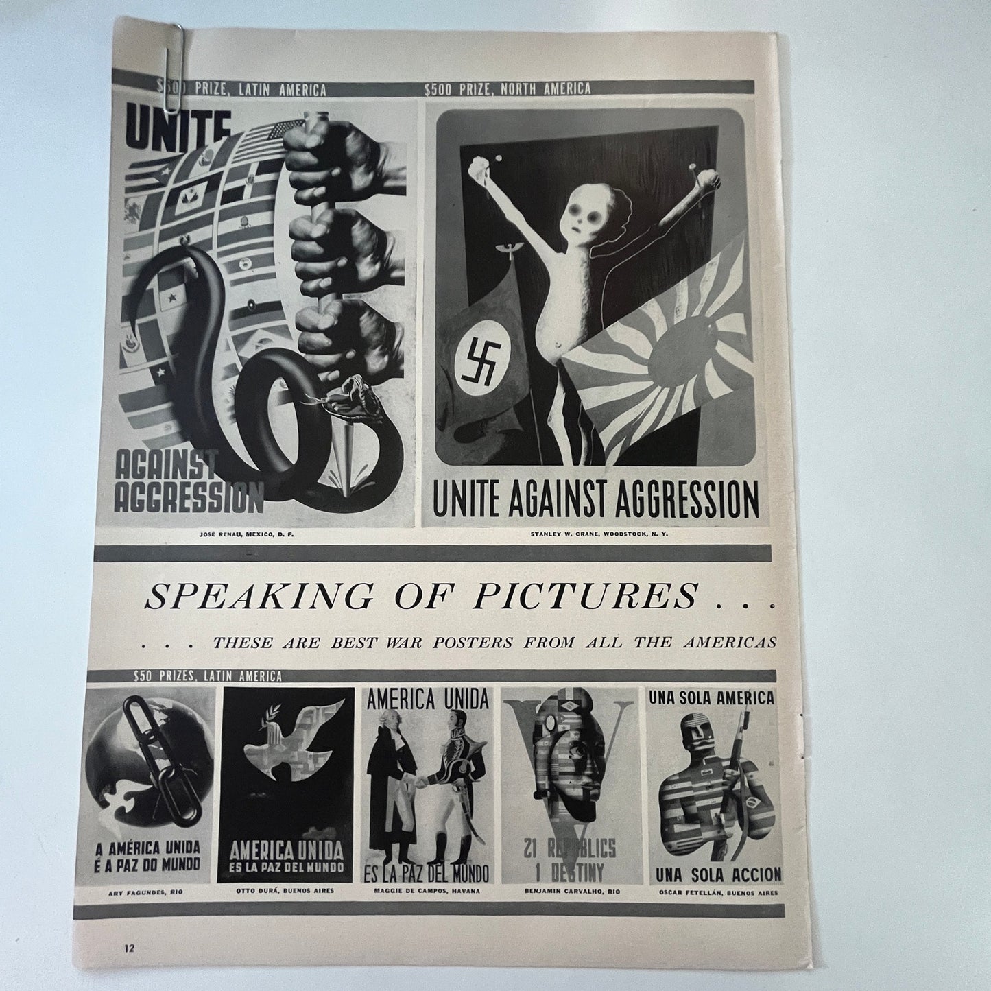 Best War Posters from All The Americas 3 Pages 1940s WWII Era Article V30-1