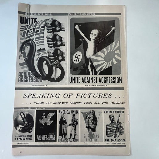 Best War Posters from All The Americas 3 Pages 1940s WWII Era Article V30-1