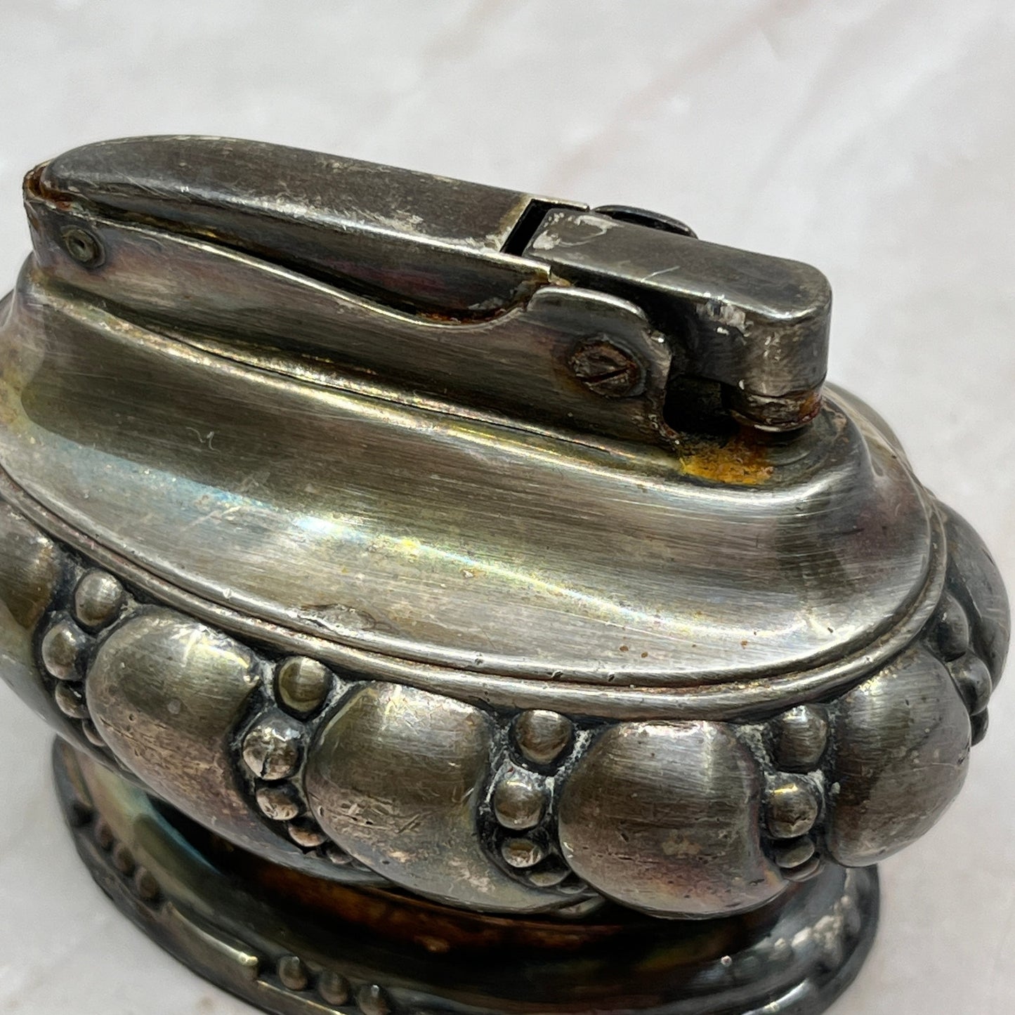 Vintage Art Deco Ronson Crown Silver Plate Table Lighter TL26