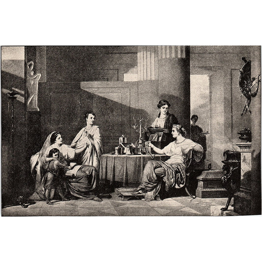 Cornelia Counting Her Jewels Heinrich Frederic Schopin Vintage Art Print 5x8 V17