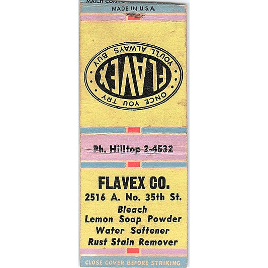 Flavex Co Cleaning Products 2516 A. No. 35th St. Minneapolis Matchbook SC7-Y7