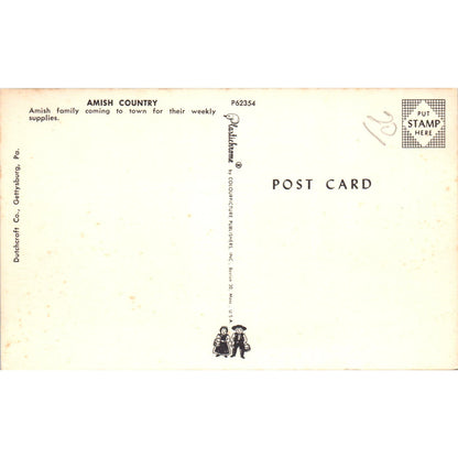 Amish Family Coming to Town for Supplies Pennsylvania Dutch Country Postcard PD7