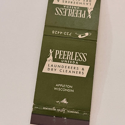 Peerless Uneeda Launderers Appleton WI Vintage Matchbook Cover TB6-MB2-2