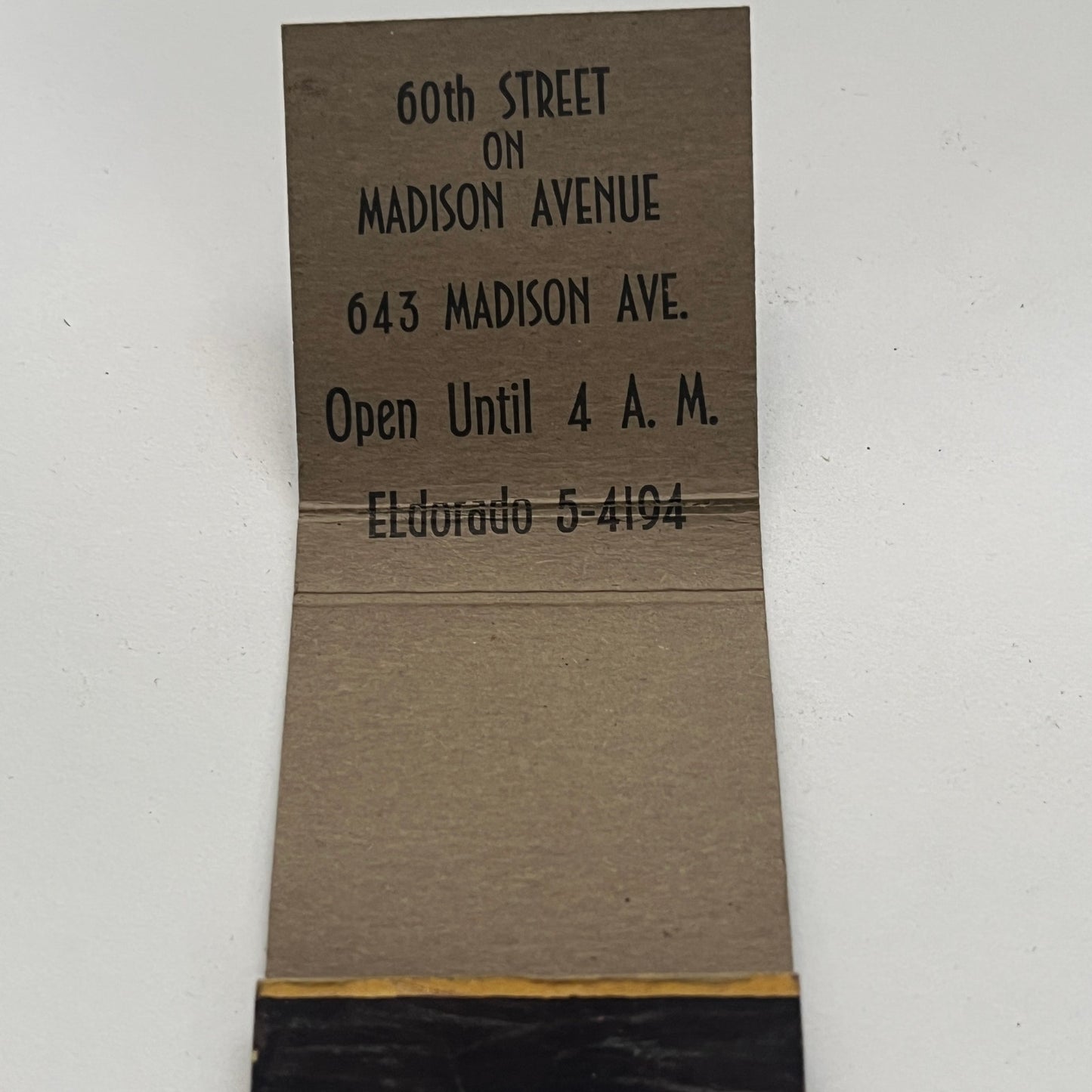 Cerutti - 643 Madison Avenue NYC Vintage Matchbook Cover TB8-MB-1