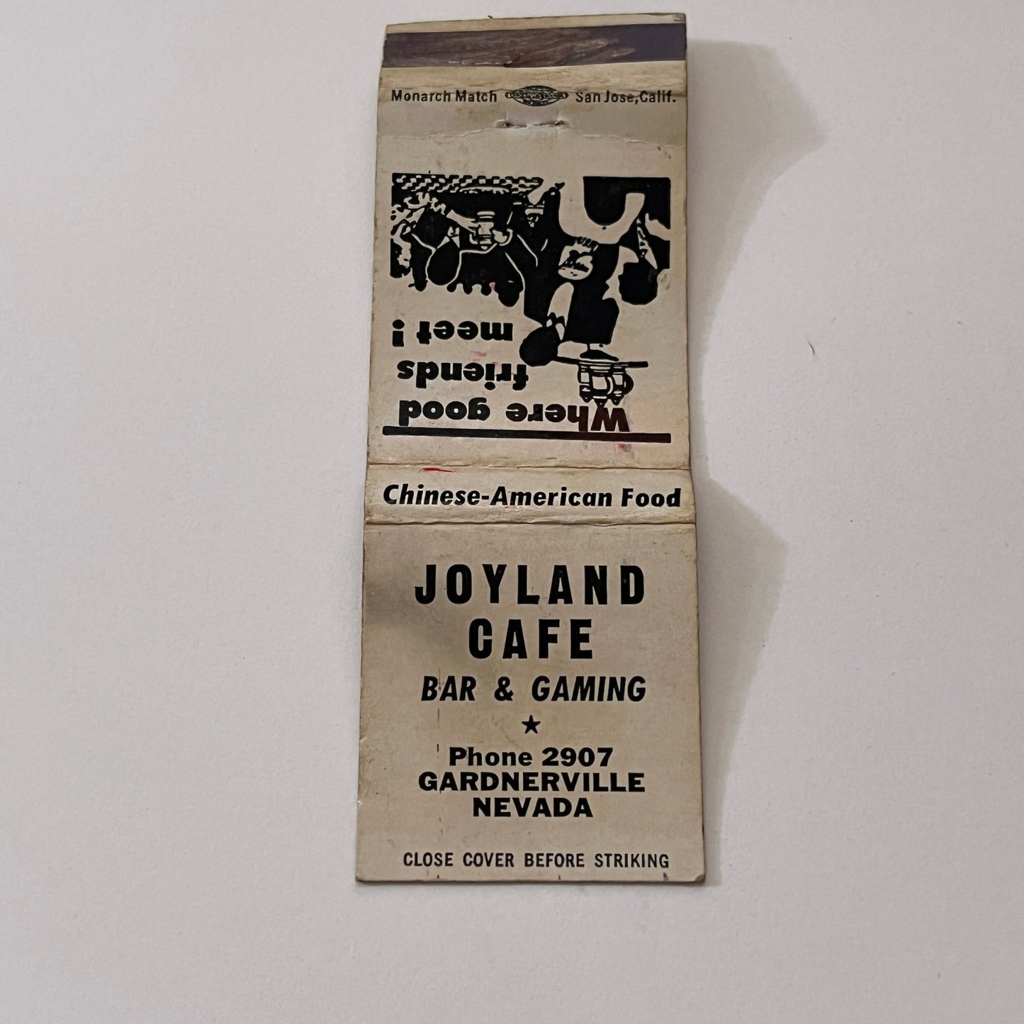 Joyland Cafe Gardnerville NV Vintage Matchbook Cover TB6-MB2-1
