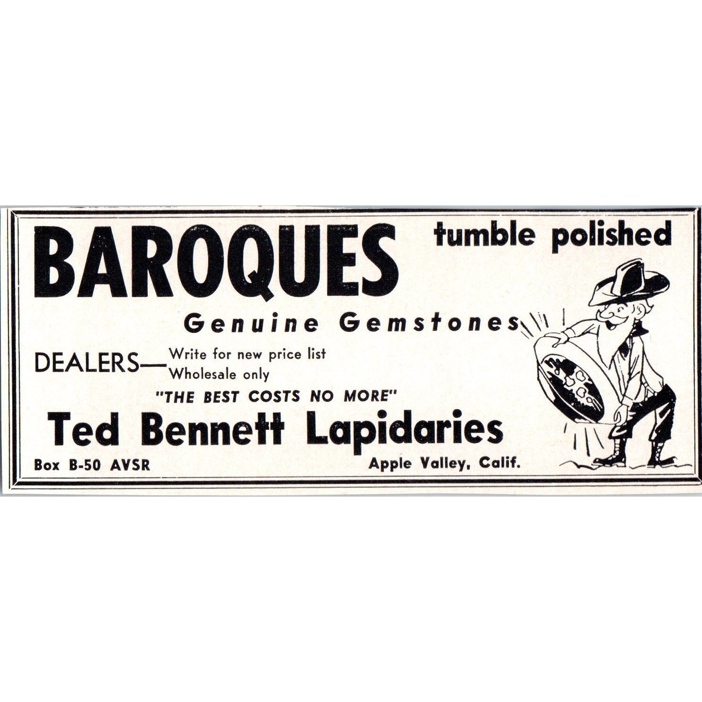 Ted Bennett Lapidaries Baroques Apple Valley California 1964 Magazine Ad AB6-M3