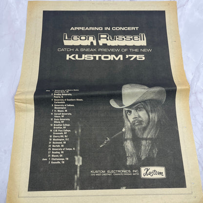 Leon Russell Kustom 75 Concert Tour Dates 11x14.5" 1974 Ad V14-2