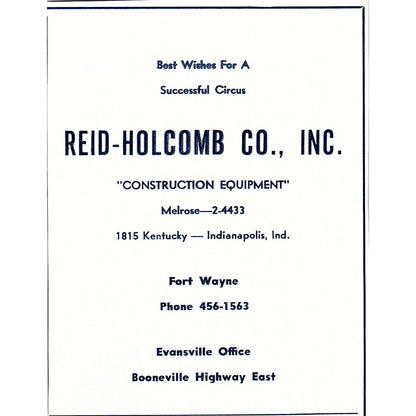 Reid-Holcomb Co Inc Construction Fort Wayne Evansville Indiana 1964 Ad AG1-9