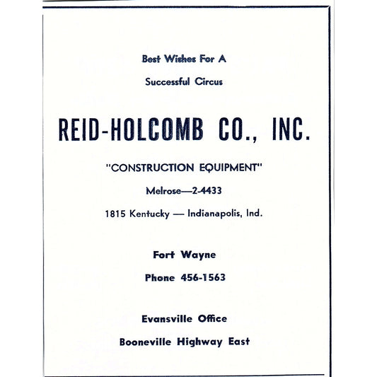 Reid-Holcomb Co Inc Construction Fort Wayne Evansville Indiana 1964 Ad AG1-9