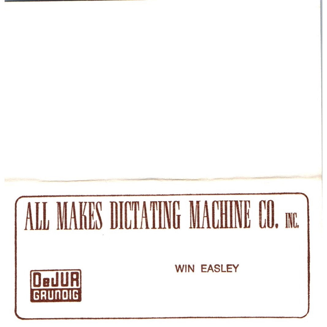 Win Easley All Makes Dictating Machine Los Angeles Vintage Business Card SE3-B3