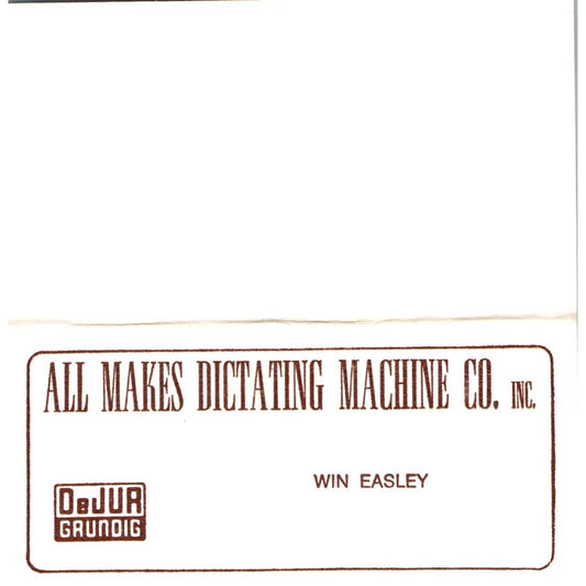 Win Easley All Makes Dictating Machine Los Angeles Vintage Business Card SE3-B3
