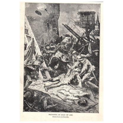 Wounding of Joan of Arc 1911 Engraving Print AF5-11