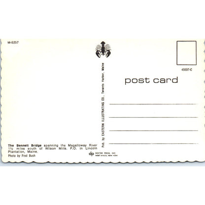 Bennett Bridge Magalloway River Lincoln Plantation Covered Bridge Postcard PB13