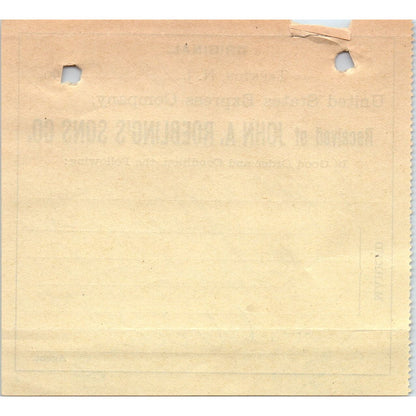 1907 John A. Roebling's Sons Co Trenton NJ US Express Co Receipt D11