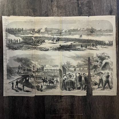 Scenes From the Battle of Antietam Original 1863 Civil War Engraving C44