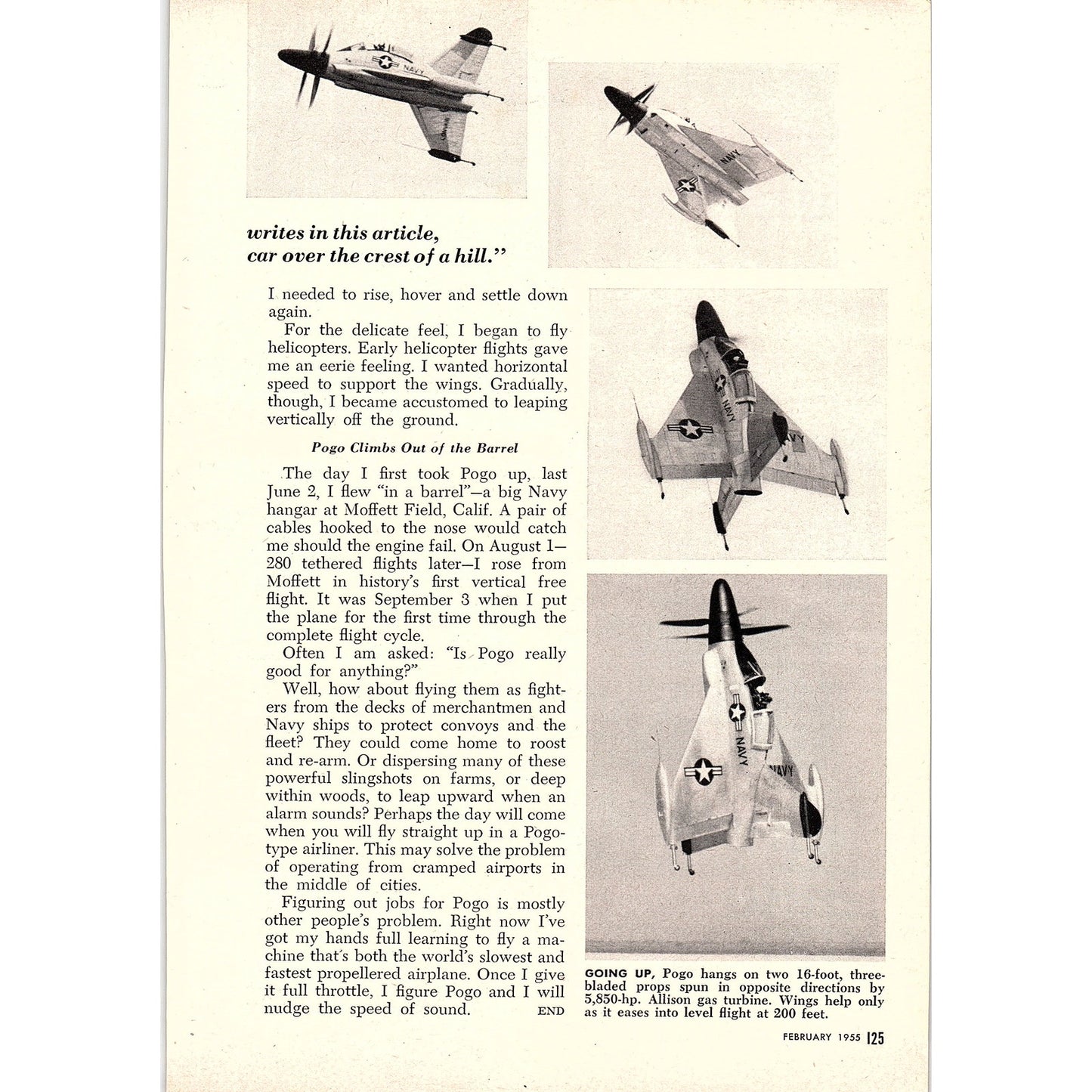 How I Fly the Pogo Plane Skeets Coleman 3-Page 1955 Article AG1-4