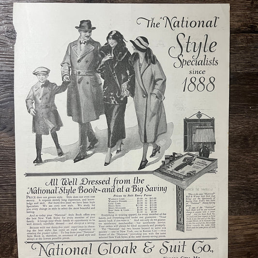 National Cloak & Suit Co Kansas City MO Vintage Magazine Ad 10x13 V9